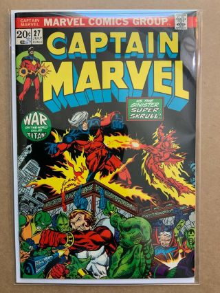Captain Marvel 27 July 1973 2nd Full Appearance Of Thanos 1st Eros 2nd Drax