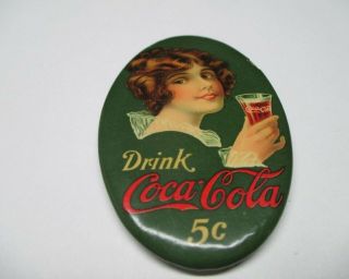 Vintage Coca Cola 1914 Pocket Mirror Sign Whitehead & Hoag Co.