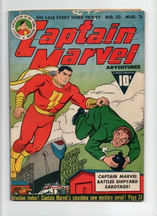 Captain Marvel Adventures 22 Vintage Fawcett Whiz Shazam Comic Golden Age 10c