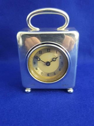 Impressive Antique Hallmarked 1915 Sterling Silver Cased Bedside Alarm Clock
