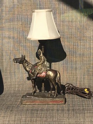Antique Austrian Cold Painted Bronze Arab Riding A Horse Lamp Socket