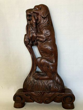 Antique Hand Carved Oak Wood Hunting Bird Dog Duck Figurine Wall Hanging Spaniel