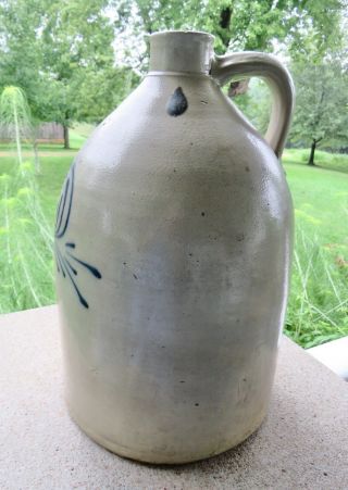 Antique Salt Glazed Stoneware 4 - gallon Jug Cobalt Blue,  J.  Fisher & Co Lyons,  NY 3