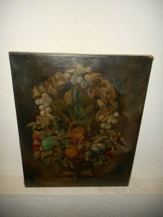 Large Old Oil Painting,  { Pretty Still Life With Flowers }.  Is Antique