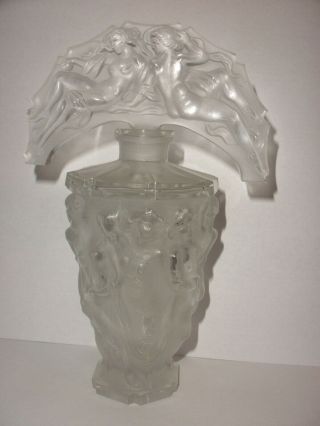 Antique Early Signed Rene Lalique France Frosted Bacchantes Nudes Perfume Bottle