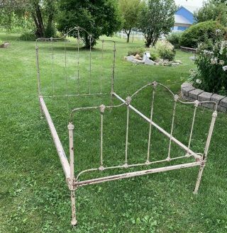Antique Vintage Victorian Cast Twin Bed Frame With Rails