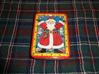 Mary Engelbreit Christmas Tin Santa With Candy And Toys