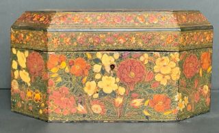 Antique English Box With Flowers Decoration In