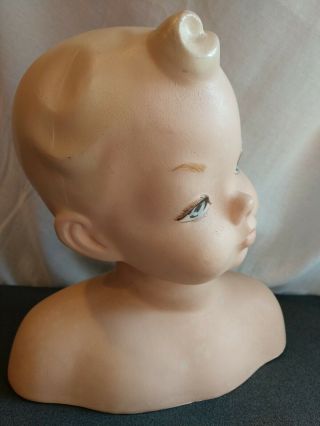 Vintage 1930 ' s 40s Child Baby Mannequin Head Bust Store Display Hand Painted 2