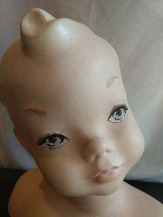 Vintage 1930 ' s 40s Child Baby Mannequin Head Bust Store Display Hand Painted 3