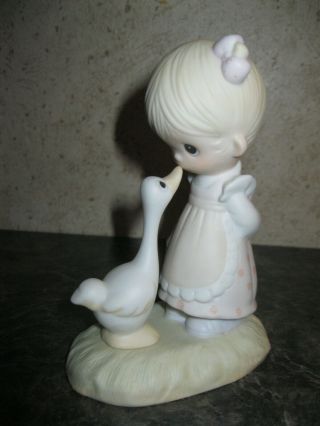 Precious Moments Figurine Make A Joyful Noise 1978 Girl W/ Goose E - 1374 / G