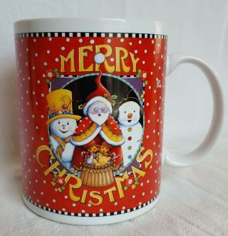 Mary Engelbreit Merry Christmas Mug Santa Barbara Ceramic 2000 Santa Red