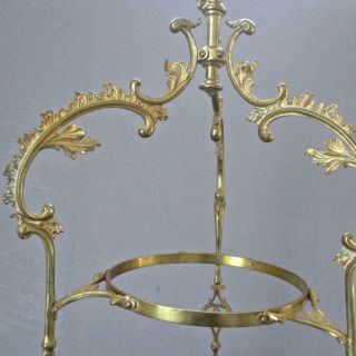 Vintage Ornate Brass 3 - Tier 30 " Plate Stand Scrolls Acanthus Leaves Dolphin Feet