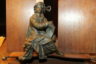 Antique Spelter Bronze Finish Seated Scholar Statue 273 Victorian 7 "