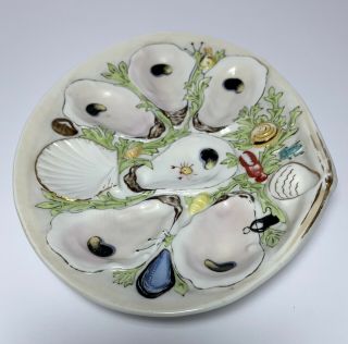 Antique OYSTER PLATE UNION PORCELAIN GREENPOINT NY Marked 19th Century 2 3