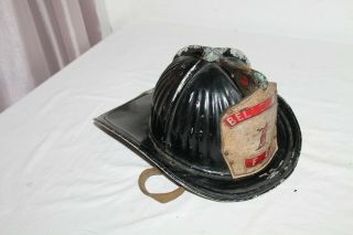 Vintage Cairns Brothers Aluminum Fire Helmet Leather Bellville Shield