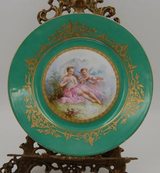 Antique Sevres French Hand Painted Portrait Plaque Plate