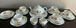 Vintage Shelley 23 Piece Begonia Tea Set Dainty W/teapot England -