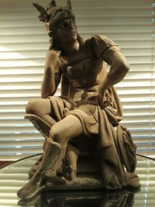 Antique Spelter Pot Metal Ancient Apollo Soldier Statue