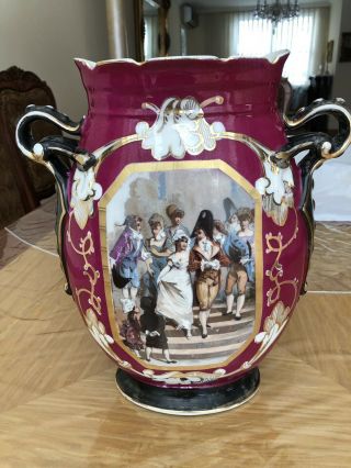Antique 19th C.  Old Paris Porcelain Vase Napoleon And Josephine,  Hand Painted