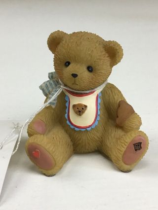 Mini Cherished Teddies: Camden.  2011 Club Exclusive Figurine.  4023822 Bear Bib