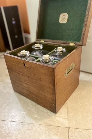 Antique Ship Captains Wood Liquor/wine Box - 19th Century - Wm Lister & Sons.