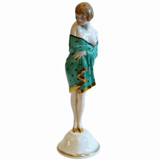 Antique Bohemian Fischer Mieg Pirkenhammer Art Deco Porcelain Nude Girl Figurine