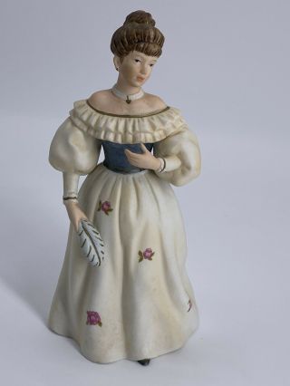 Victorian Lady With Feather Figurine Homco Home Interiors 1463 Euc.