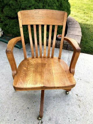 Vintage Heywood Wakefield Swivel Oak Office Chair