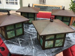 Antique 1911 Arts And Crafts/ Craftsman/ Mission Outdoor Lamps Set Of 4