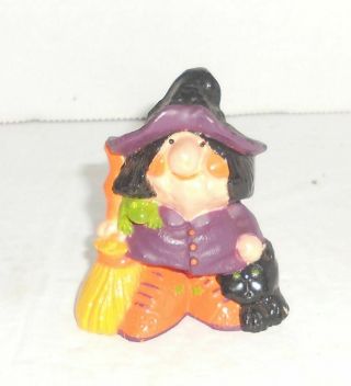 Vintage Hallmark Merry Miniatures Figure 1977 Witch W/broom Halloween