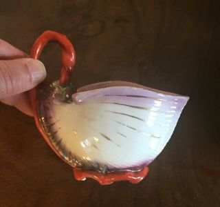 Antique 19th c.  Old Paris Porcelain Sea Shell Tea Cup Red Coral Pink Luster 3