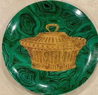 Vintage Fornasetti Italy Stoviglie Malachite & Gold 10 " Porcelain Plate 1955