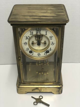 Vintage Ansonia Brass Carraige Mantle Clock