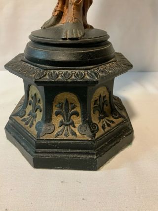 Maiden basket Figural Gas Newel Post lamp fixture gas with crown shade rare 2