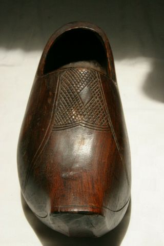 Vintage Dutch Large Hand Carved Wooden Clog Shoe Handmade Decorative Single