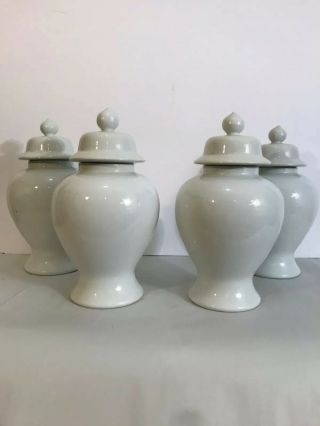 1920s Rare White Vase Chinoiserie Republic Period White Ginger Jars - Set Of 4