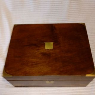 Antique Victorian Walnut Writing Box Slope W/ Brass Hardware Secretary