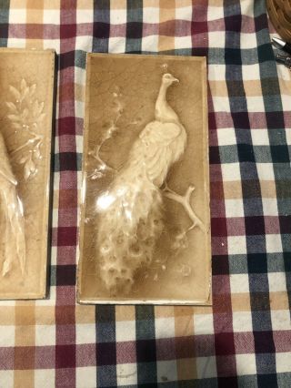 American Encaustic Tile Peacocks.  Tiles Are 12” Tall By 6” Wide.
