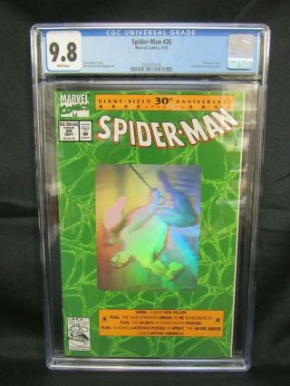 Spider - Man 26 (1992) Ron Lim Hologram Cover Cgc 9.  8 White Pages K408