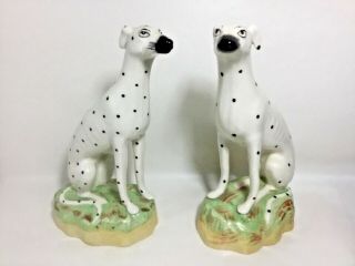 Antique English Staffordshire Spotted Dogs Porcelain Figurines