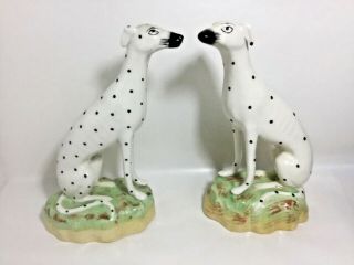 Antique English Staffordshire Spotted Dogs Porcelain Figurines 3