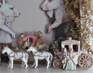 Vtg.  Lenwile Ardalt Musical Nightlight Colonial Horse Drawn Carriage And Couple