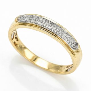 Vintage 14k Yellow Gold Diamond Three - Row Semi - Eternity Band Ring Size 10 G/h