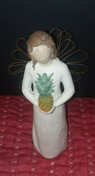 Willow Tree Welcome Angel Holding Pineapple Figurine 8 1/2” Tall