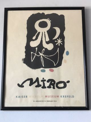 Vintage Joan Miro Museum Exhibition Lithograph Poster 1954 Modern Abstract
