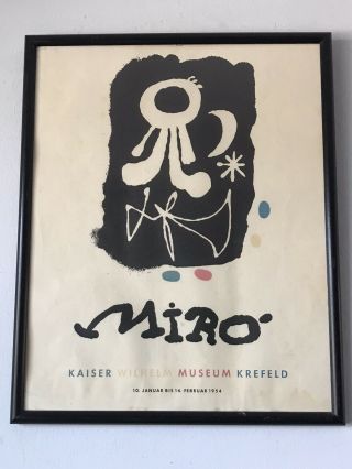 VINTAGE JOAN MIRO MUSEUM EXHIBITION LITHOGRAPH POSTER 1954 MODERN ABSTRACT 3