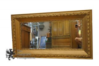 Early 20th Century Antique Gilt Wall Hanging Beveled Mirror 50 " X 28 "