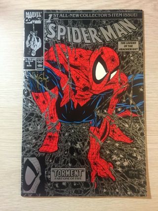 Spider - Man 1,  Silver Edition,  Signed My Todd Mcfarlane,  (aug 1990,  Marvel)