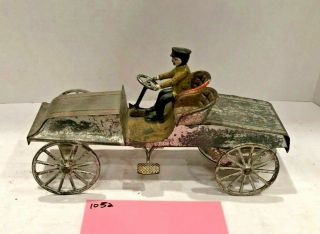 Vintage Toys Hubley Ives Kenton,  Early Wilkins Wind - Up Car,  Tin & Cast Iron
